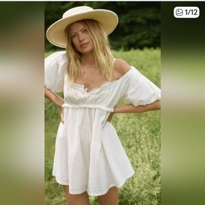 Anthropologie Pilcro Cream Puff Sleeve Romper